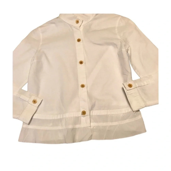 Macphee Button Up Ruffle Hem Blouse Sz 38 - Picture 2 of 6